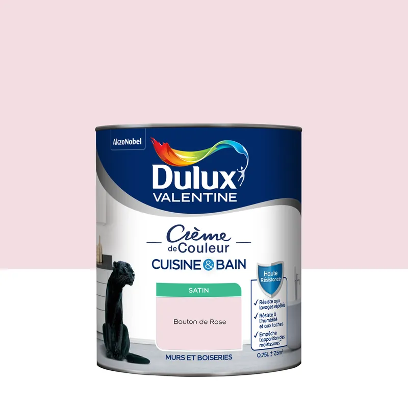 Solde Peinture Crème de Couleur Cuisine et Bain Satin Bouton de Rose 0,75 L