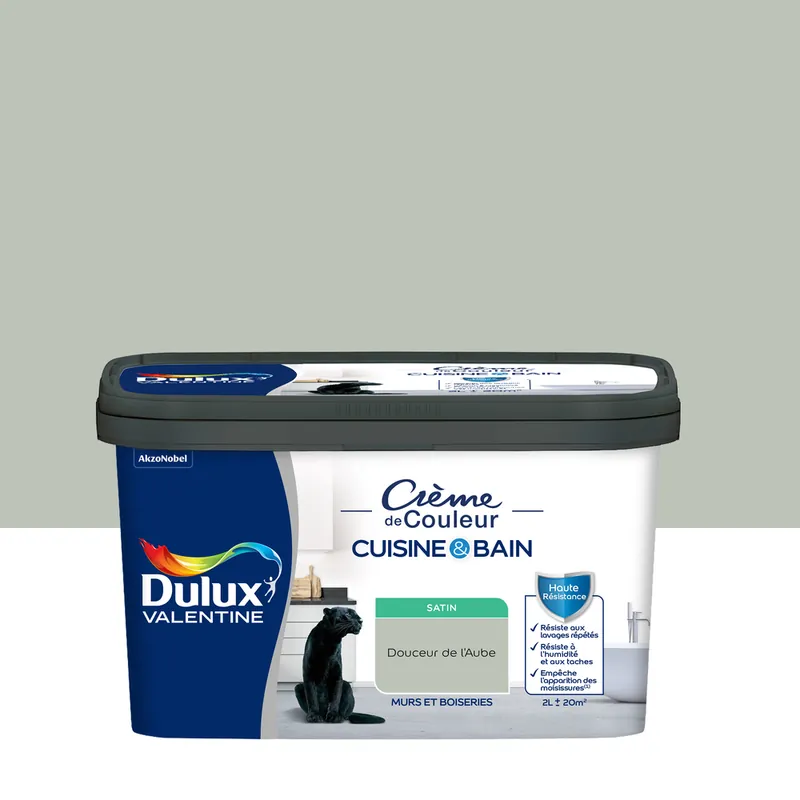 Solde Peinture Crème de Couleur Cuisine et Bain Satin Douceur de l‘Aube 2 L