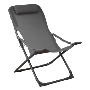 Transat de jardin pliant graphite/gris EASY - PROLOISIRS Nouvelle Collection