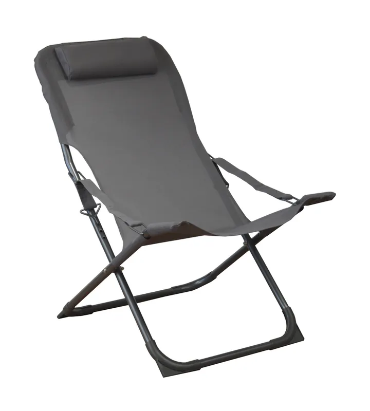Transat de jardin pliant graphite/gris EASY - PROLOISIRS Nouvelle Collection