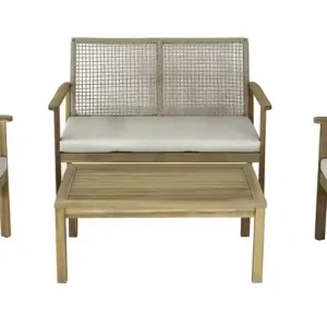 Solde Salon de jardin SEVILLE polyester beige résine tressée 4 places - PROLOISIRS