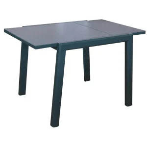 Satisfait Ou Remboursé Table de jardin à rallonge ELISE aluminium/verre gris 80 x 140 cm - PROLOISIRS