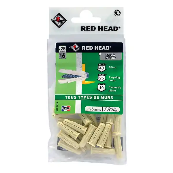 Sachet de 25 chev GRAPEX diam 6x25mm RED HEAD Vente Flash