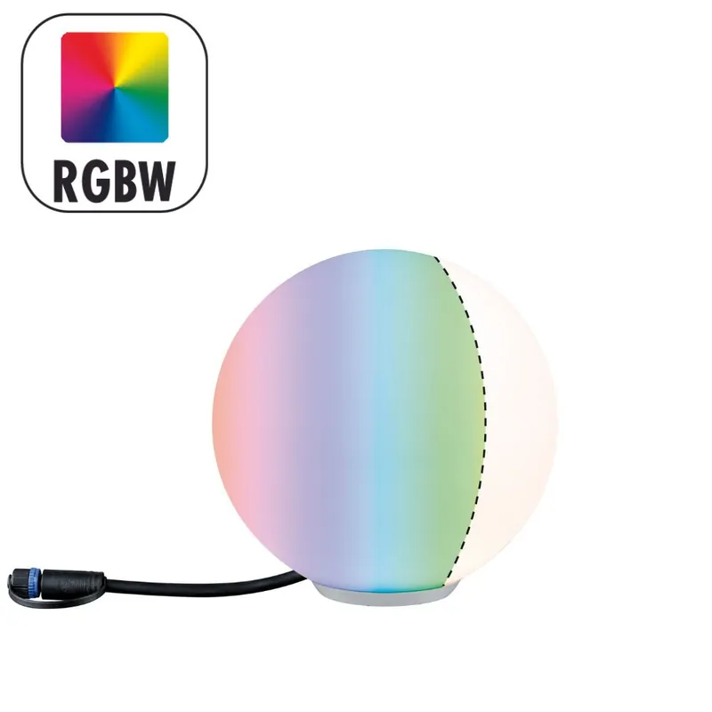 Boule lumineuse extérieur LED Ø20cm compatible Zigbee Plug & Shine IP65 180 lumens RGBW - PAULMANN Usine Directe