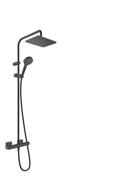 Solde Colonne de douche carrée avec mitigeur thermostatique noire mat Vernis Shape 230 HANSGROHE