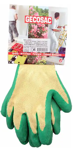 Gants poly-coton - Enduit latex rugueux - Taille 9 GECOSAC Nouvelle Collection
