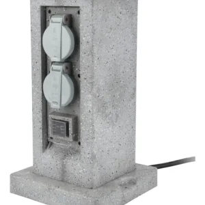 Dernier Modèle Borne électrique de jardin avec 4 prises étanches IP44 5m 2 interrupteurs gris ZENITECH