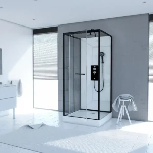 Cabine de douche carrée profilé noir mat 80x80x219-230 cm City Square AURLANE Expédition Rapide