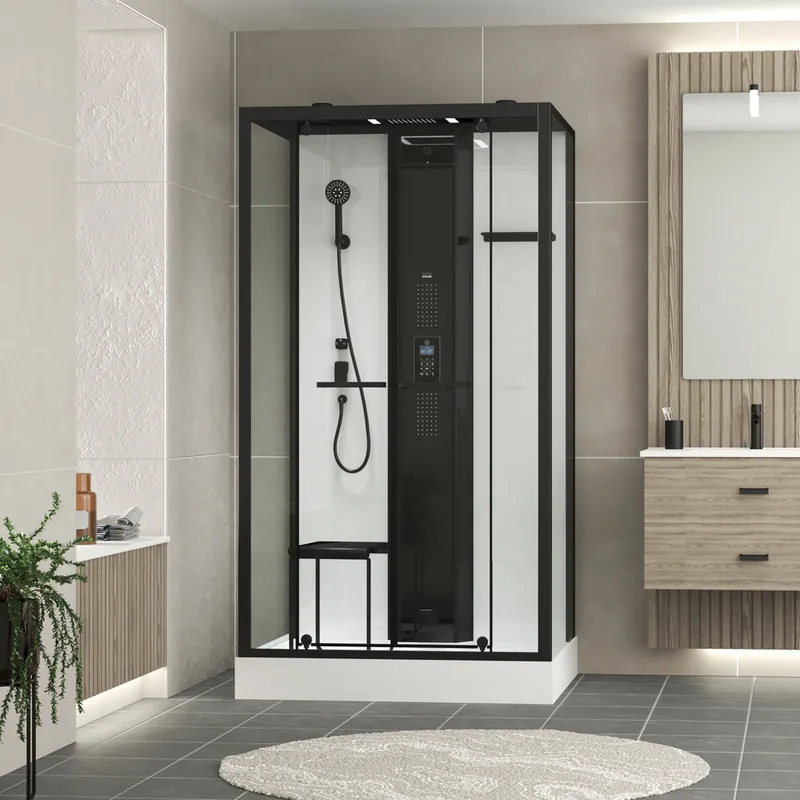 Cabine de douche rectangle Hammam hydromassante 115x90x218 cm Relax AURLANE Dernière Chance