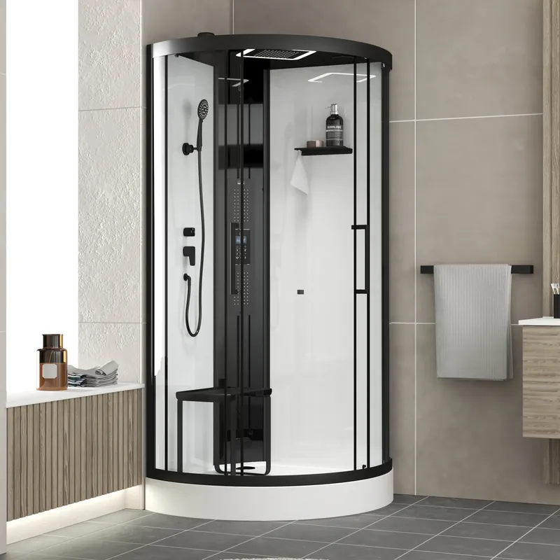 Dernière Chance Cabine de douche 1/4 de rond Hammam hydromassante 95x95x218 cm Relax AURLANE