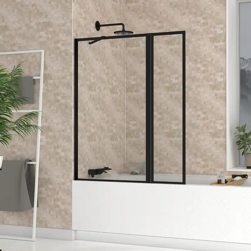 Seulement Aujourd'hui Pare-baignoire avec volet pivotant noir mat Edge 130 x 70+30 cm Edge AURLANE