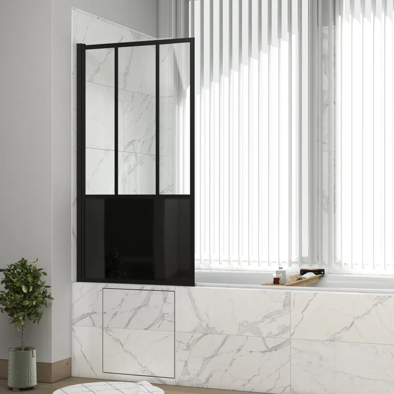 Pare-baignoire pivotant avec profilés noir mat 140 x 80 cm Indus AURLANE Prix Promo