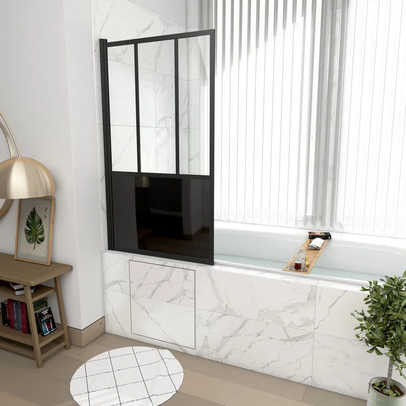 Pare-baignoire pivotant avec profilés noir mat 130 x 75 cm Indus AURLANE Seulement Aujourd'hui