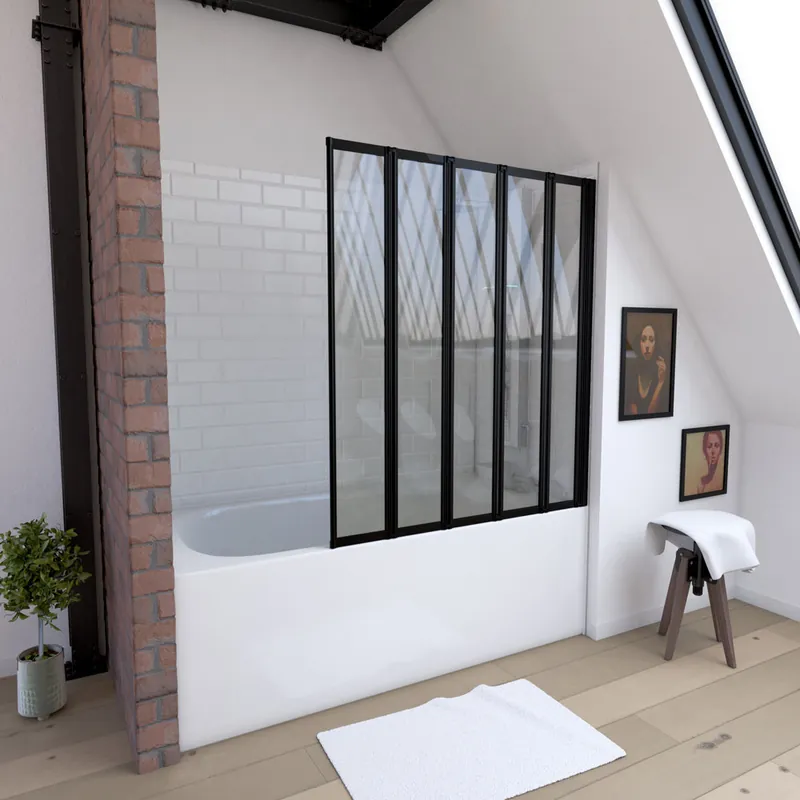 Soldes Pare-baignoire 5 volets pivotants noir mat 143 X 125 cm Five AURLANE
