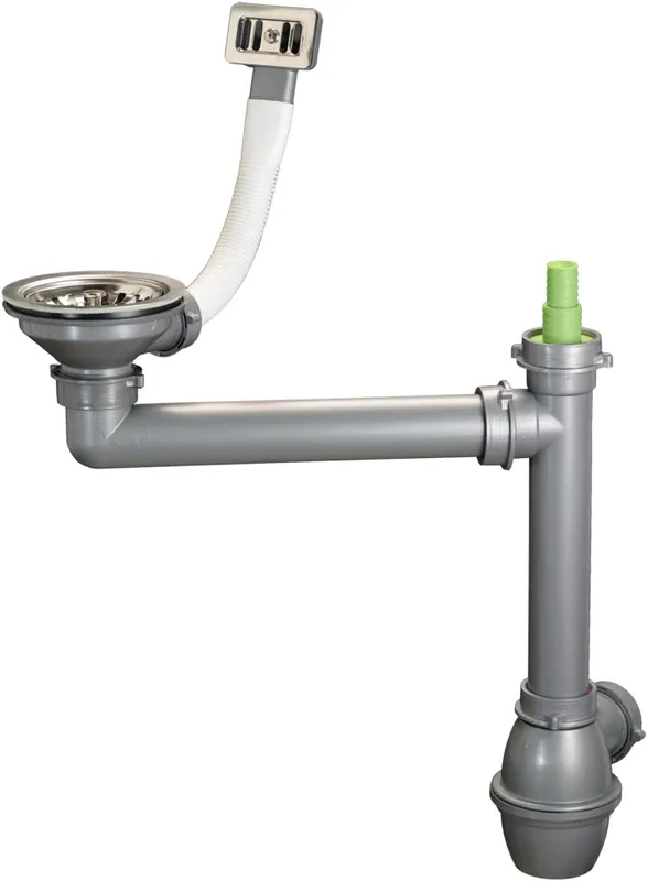 Vidage manuel avec trop plein Ø90 mm et siphon pour évier 1 bac - NORD INOX Solde