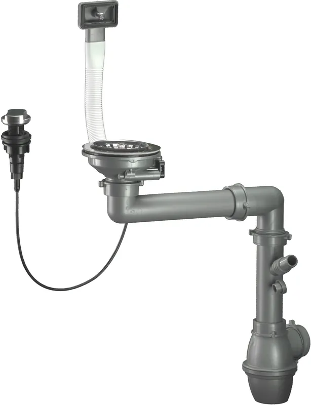 Vidage automatique avec trop plein Ø90 mm et siphon gain de place pour évier 1 bac - NORD INOX Expédition Rapide