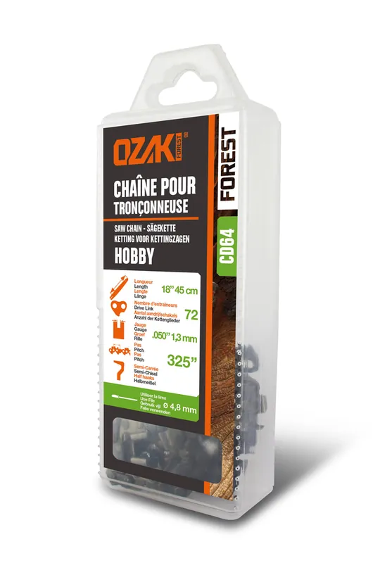 Chaine de tronçonneuse 45 cm 72 maillons pas 3.25 OZAKI Achat Immédiat