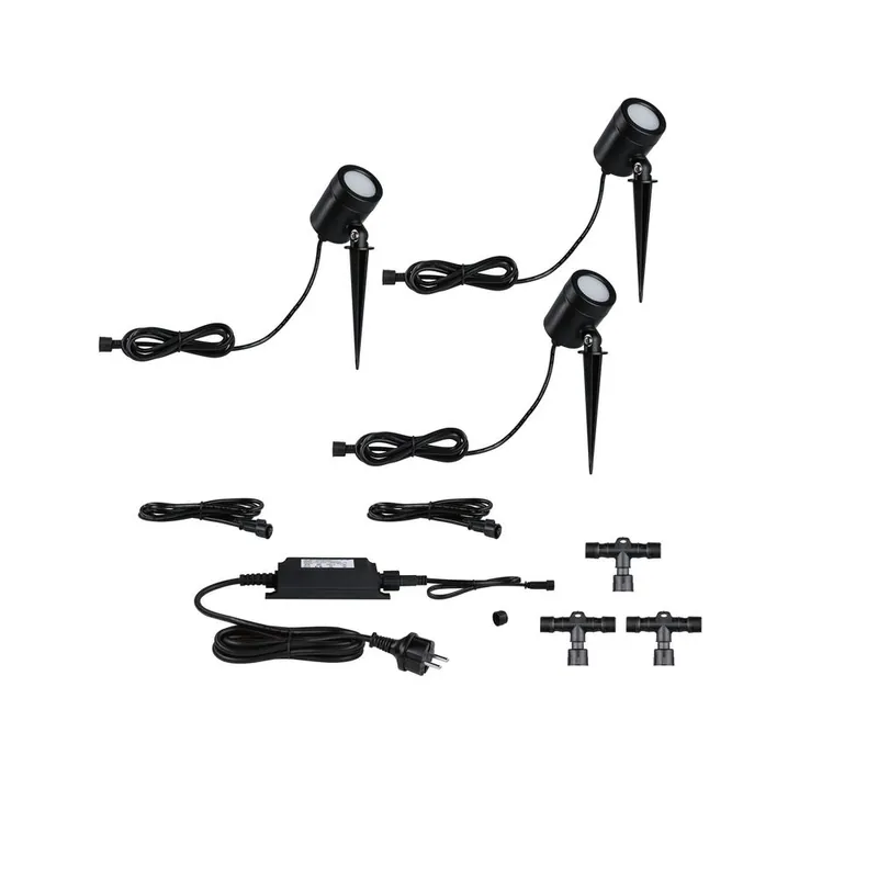 Spot LED extérieur blanc chaud IP67 3x1,6W 3x60 lumens 12V kit de démarrage - Link+Light PAULMANN Authentique