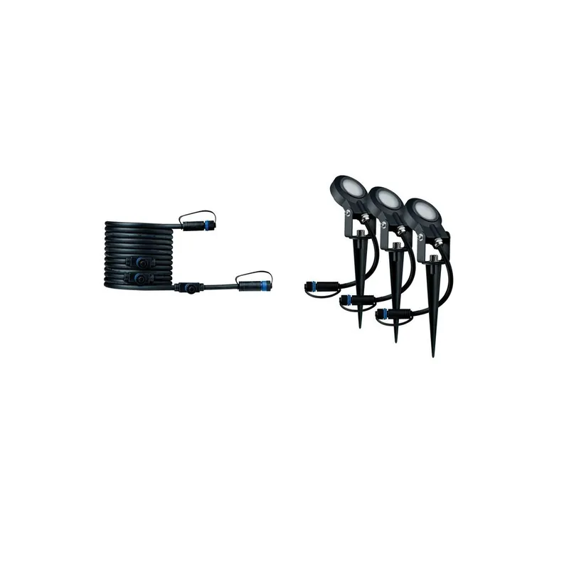 Soldes Spots LED extérieur blanc chaud IP67 3x6W 3x520 lumens 24V Kit d‘extension - Sting Plug & Shine PAULMANN