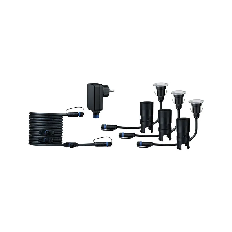 Spots LED extérieur blanc chaud IP67 3x2,5W 3x50 lumens 24V Kit de démarrage - Floor Plug & Shine PAULMANN Solde