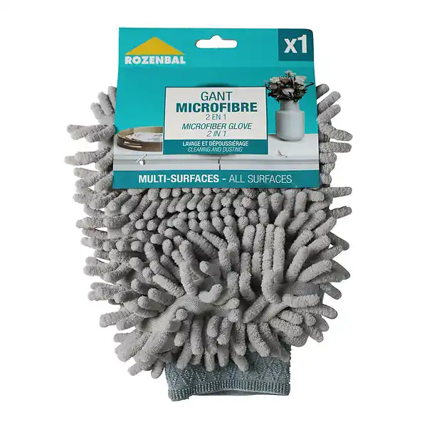 Prix Choc Gant microfibre 2 en 1 - Double face chenille et éponge ROZENBAL