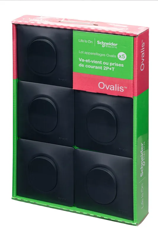 Paiement Sécurisé 5 interrupteurs va-et-vient anthracite - Ovalis SCHNEIDER ELECTRIC
