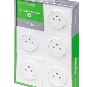 Affaire À Saisir 5 prises affleurantes 2 pôles + terre complètes blanc - Odace 2011 SCHNEIDER ELECTRIC