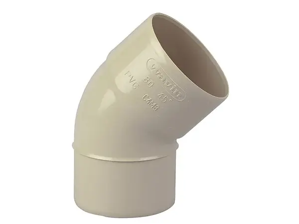 Coude gouttière PVC MF 45° DN80 - Sable WAVIN Top Vente