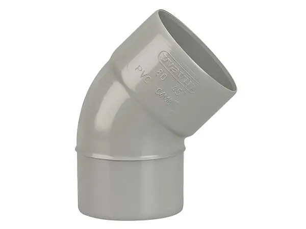 Petit Prix Coude de gouttière PVC MF 45° Gris clair DN80 WAVIN