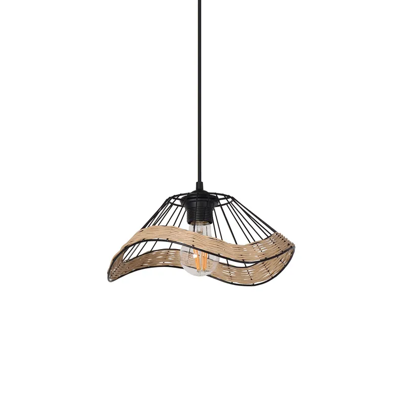 Suspension noir et rotin E27 15W Ø28 Mekong - COREP Must-Have