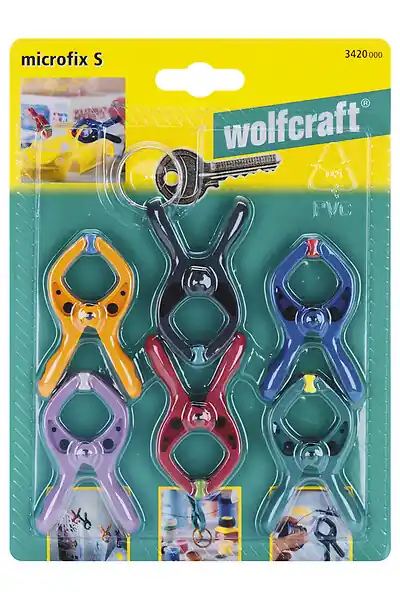 Certifié Micro-pinces à ressort Microfix - 6 pièces - Multicolore WOLFCRAFT