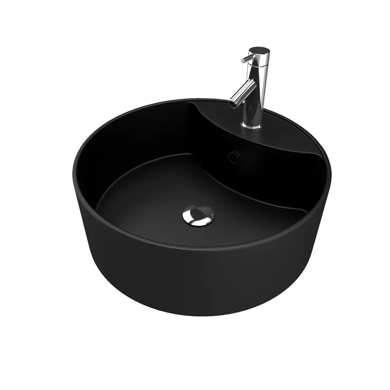 Vasque ronde à poser en céramique noire Fjord 40 x 15 cm AURLANE Retour Gratuit
