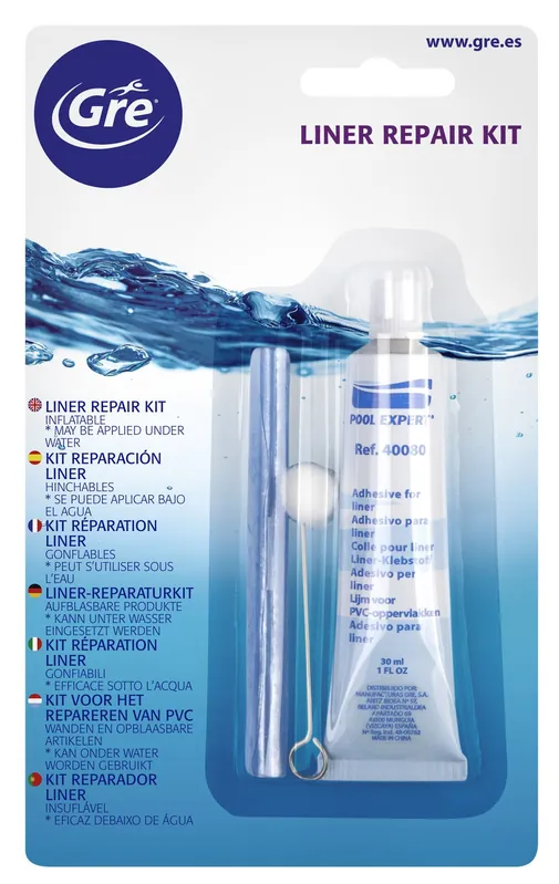 Kit de réparation liner piscine avec colle et rustines transparentes GRE Prix Promo