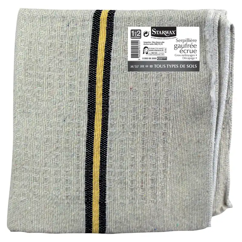 Serpillière gaufrée écru double 50 x 100 cm STARWAX Offre Du Jour