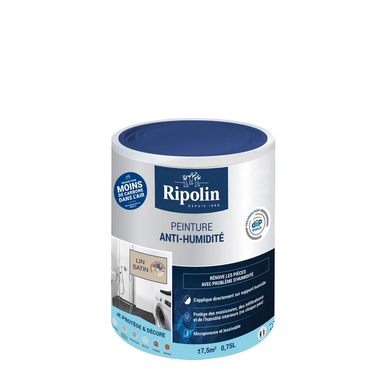 Expédié Aujourd'hui Peinture anti-humidité lin satin 750 ml by DIP ETANCH - RIPOLIN