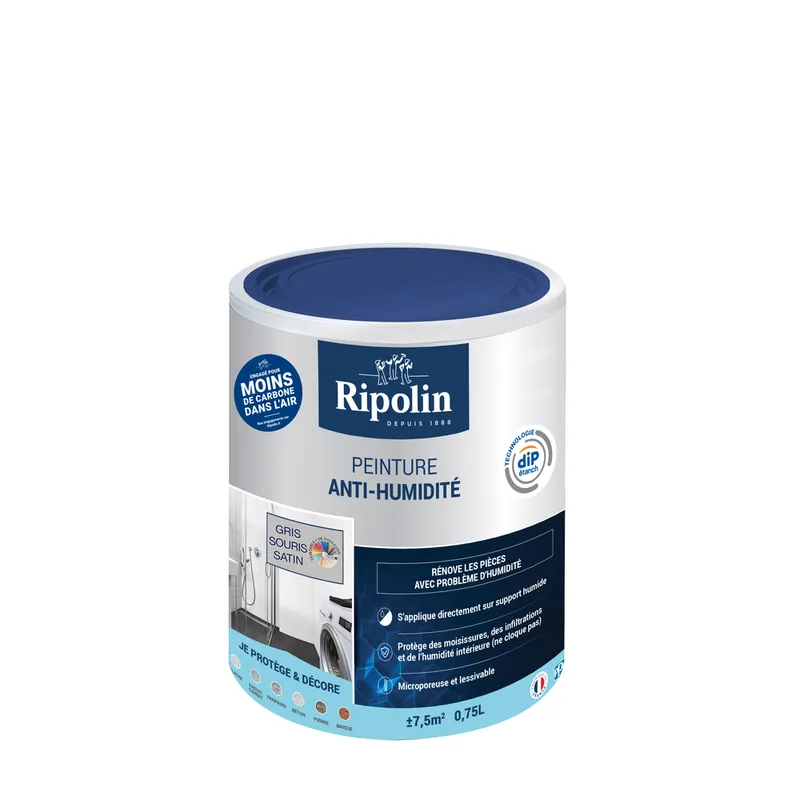 Pas Cher Peinture anti-humidité gris souris satin 750 ml by DIP ETANCH - RIPOLIN