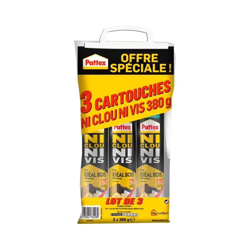 Nouveauté Colle Ni Clou Ni Vis 380 g par 3 PATTEX