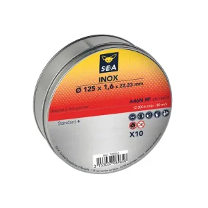 Disque à tronçonner inox diamètre 125 mm par 10 SEA Top Vente