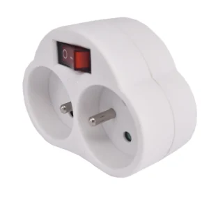 Achat Immédiat Multiprise murale 2 prises ou biplite avec interrupteur blanc