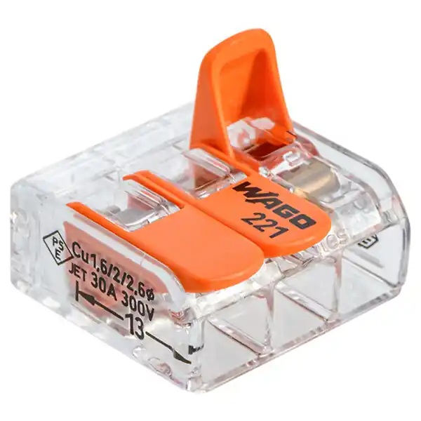 Livraison Express WAGO Sachet de 3 bornes S221 3 entrées fils souples et rigides 0.5 à 6mm²