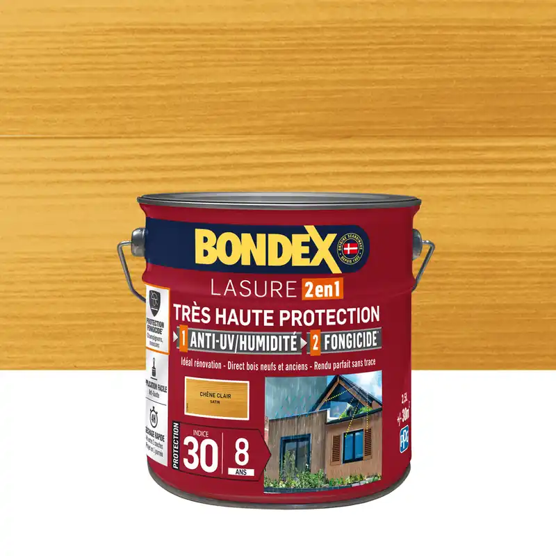 Offre Du Jour Lasure très haute protection 8 ans chêne clair 2,5 l BONDEX
