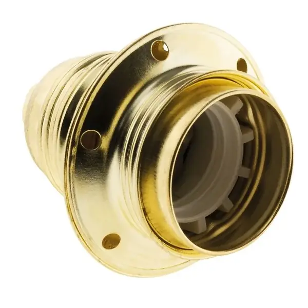 Douille E27 acier laitonné double bague + borne de terre - Zenitech Top Vente