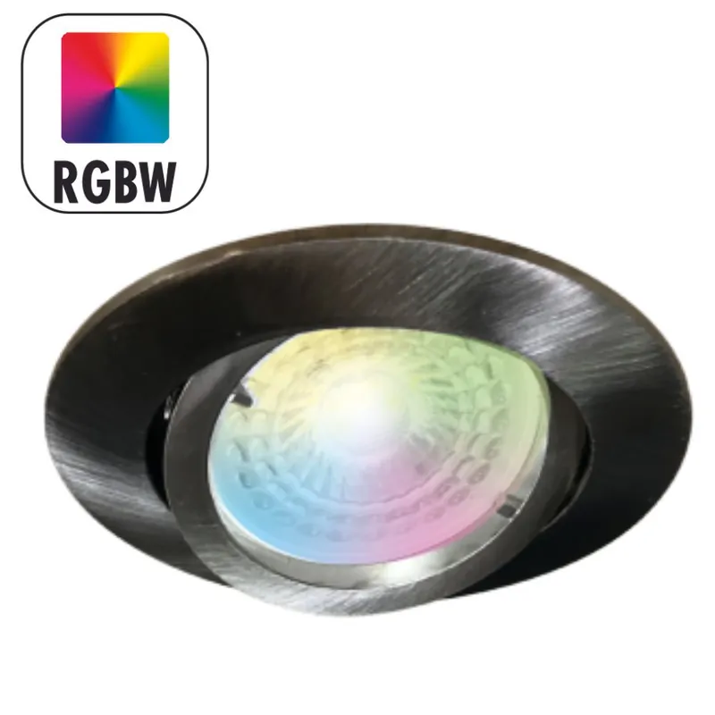 Spot LED encastrable connecté WiFi GU10 orientable multicolore + blanc Acier - Saphyr ARLUX Authentique