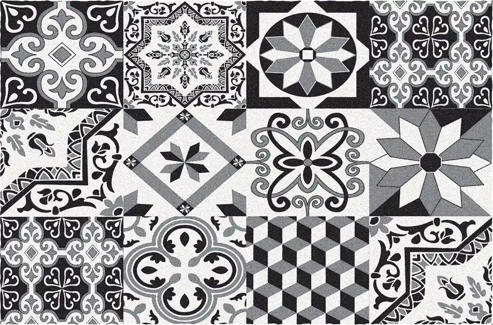 Remise Paillasson ultra-absorbant et déco Boston Carreaux de ciment noir et blanc 40 x 60 cm ID HOME