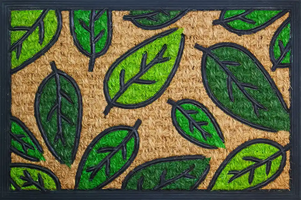 Paillasson cuba coco décor feuilles 40 x 60 cm ID HOME Vente Directe
