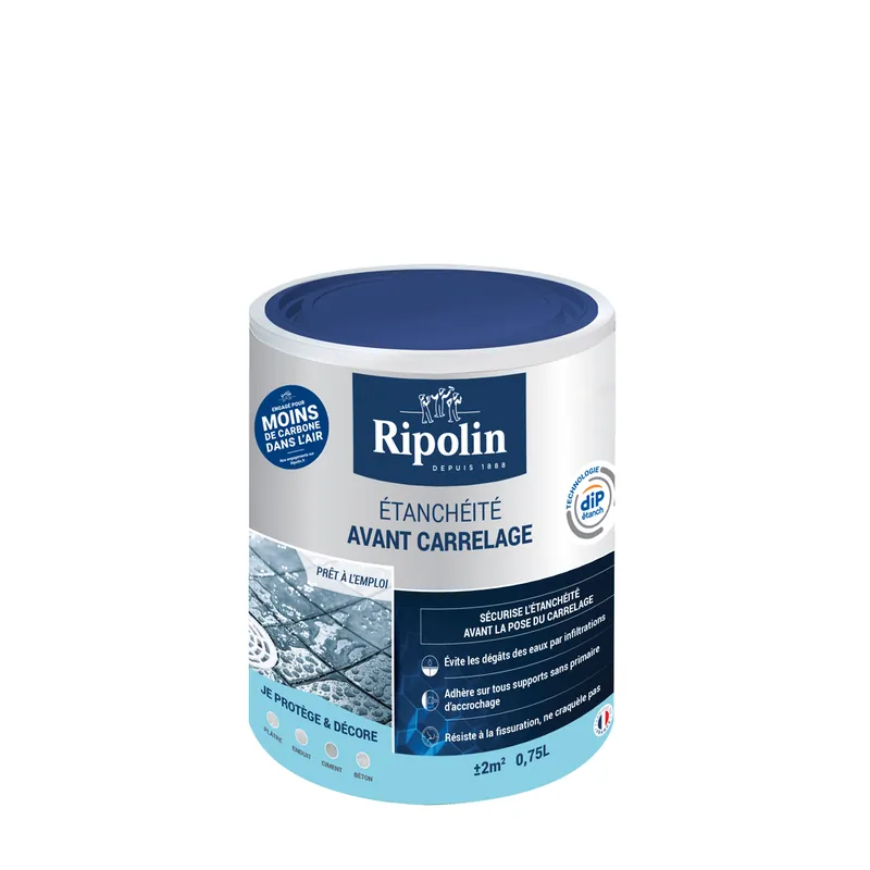 Etanchéité avant carrelage blanc mat 750 ml by DIP ETANCH - RIPOLIN Marque