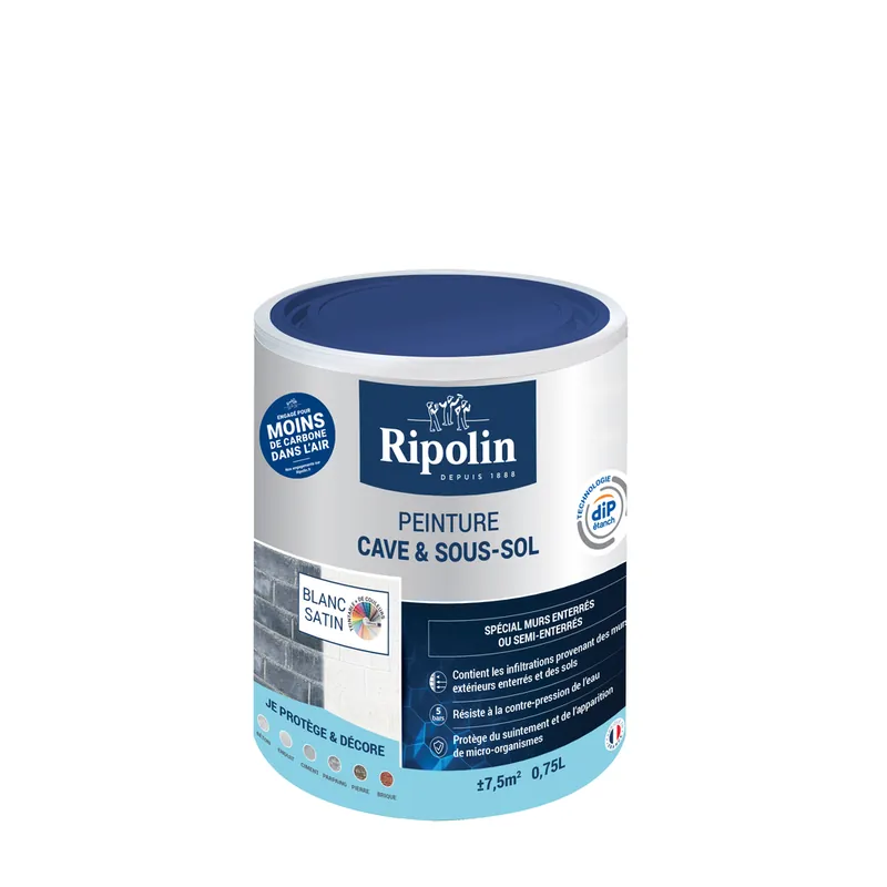 Peinture pour cave et sous-sol blanc satin 750 ml by DIP ETANCH - RIPOLIN Nouvel Arrivage