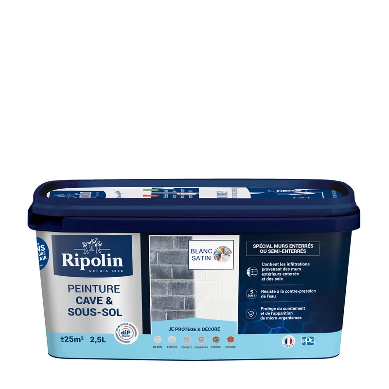 Peinture pour cave et sous-sol blanc satin 2,5 l by DIP ETANCH - RIPOLIN Super Prix