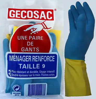 Paire de gants ménagers latex T9 Usage intensif GECOSAC Réduction