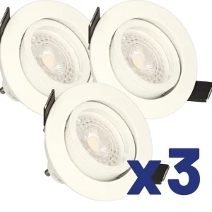 Spots LED encastrables GU10 orientables lumière blanc chaud Blanc par 3 - Saphyr ARLUX Haute Qualité
